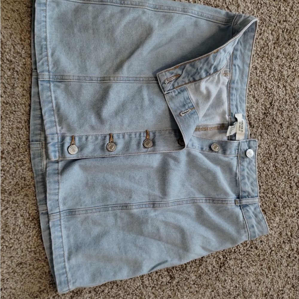 Forever 21 Light Blue Denim Skirt with Buttons